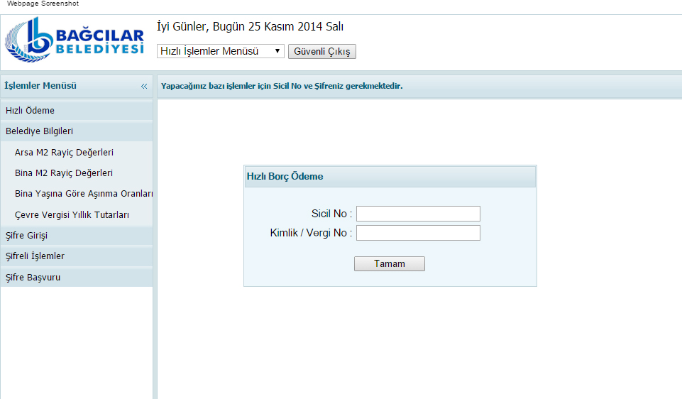 t c bagcilar belediyesi resmi mobil web sitesi emlak ve cevre temizlik vergi odemesi internetten yapilabiliyor