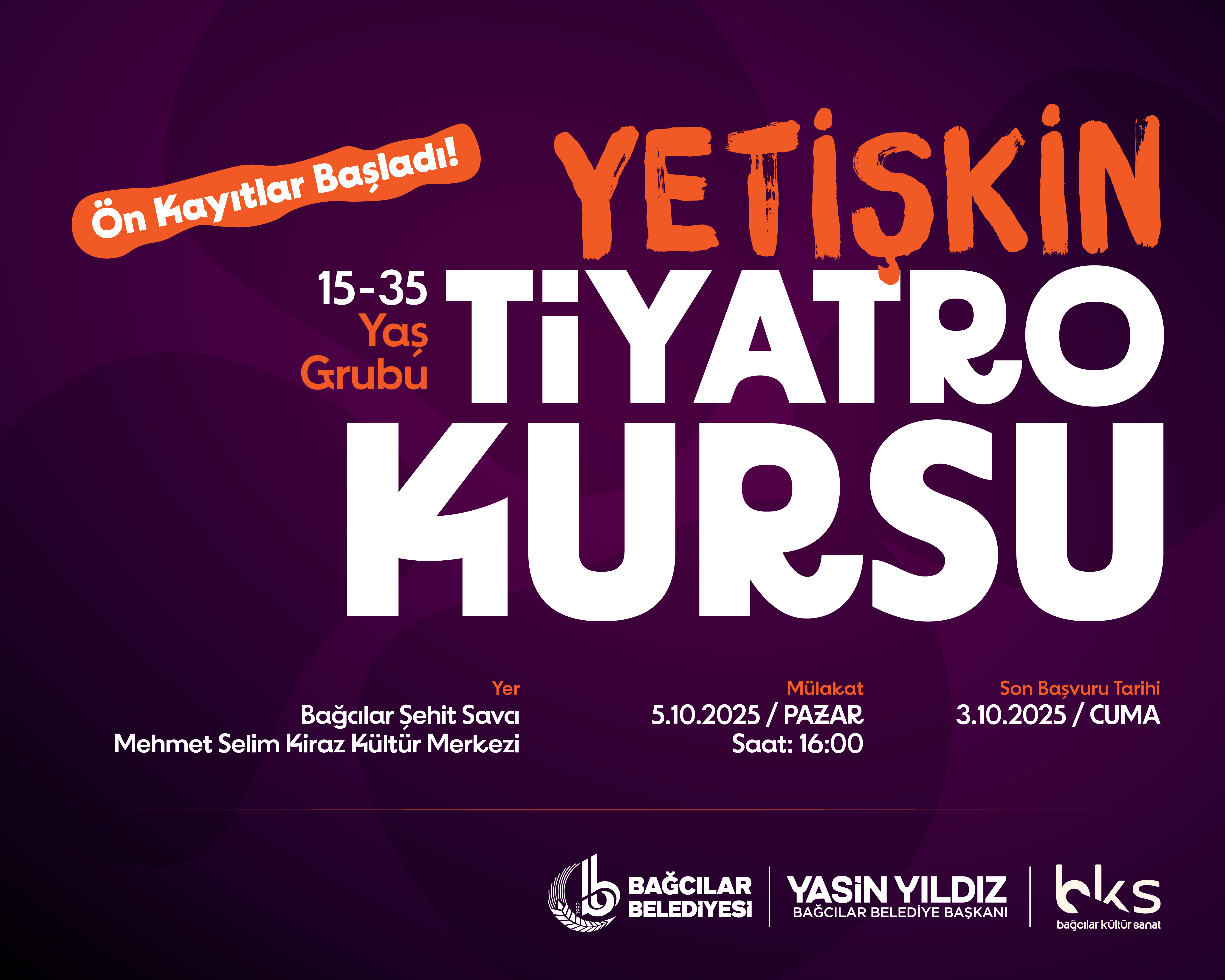 Yetişkin Drama Kursu Ön Kayıtları Başladı (15-35 Yaş)